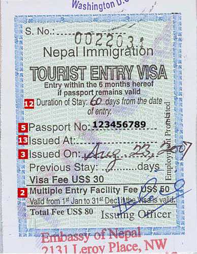 نمونه ویزا نپال